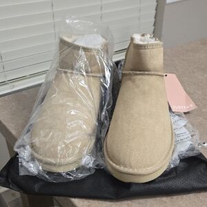 JustFab Beige Cozy Ankle Boots